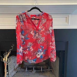 Sheer, floral printed Kut from the Kloth blouse, size small